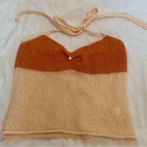 orange knit halter tank